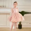 Robes de fille Mode bébé fille princesse paillettes robe de plumes manches bouffantes infantile enfant en bas âge enfant vestido fête d'anniversaire vêtements 12m 14y 231202