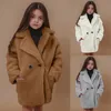 재킷 패션 아이 베이비 여자 옷 입학 모피 코트 겨울 따뜻한 아웃복 두꺼운 코트 테디 베어 곰 긴 느슨한 어린이 재킷 231202