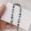 luxury bracelets designer tennis bracelet women men blue evil eyes heart silver plated inlaid crystal CZ diamond womens mens luxury designer jewelry for girl gift