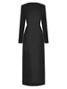 Robes décontractées Designer 2023 Robe de soirée élégante pour femmes de haute qualité Slim Black Soirée Midi Occasion formelle Mode Vintage