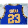 Nikivip #23 Barack Punahou Forması Ucuz Obama Beyaz Mavi Kolej Gömlekleri ED Memur Baskı Basketbol Formaları