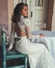 Neck Vintage High Mermaid Wedding Dresses Long Sleeve Pearls Beaded Vestido De Novia Sequined Lace Appliques Bridal Gowns