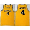 Nikivip Jalen Rose 5 Michigan College Basketball Jersey Chris Webber 4 Juwan Howard 25 Masculino Ed Azul Marinho Amarelo Tamanho S-XXL Top Qualit