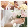 Hårklipp 20 PCS Pearl Wrist Band Party Decoration Corsage Wristlet Wedding Armband Corsages For Bride ABS DIY Flower Hand