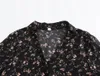 Women's Blouses Spring Autumn Loose Small Flower V-Neck Shirt Long Sleeve Single Breasted Top Hepburn Vintage Y2K