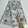 Tessuto e cucito Argento pizzo africano 2023 Moda di alta qualità Nigeria Paillettes ricamato Tulle francese per il matrimonio nigeriano 231201