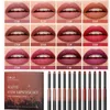 Matite per labbra QI 12 colori Set di penne per rossetto opaco Velluto Matita per rossetto nudo Sexy Rosso Marrone Pigmenti Labbra Trucco Tinta per labbra a lunga durata 231201