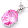 10st Tuckyshine Holiday Gift Oval Pink Kunzite Cubic Zirconia Gemstone Silver Pendants Halsband för bröllopsfest med Chain287C