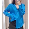 Women's Blouses Women Fashion Loose Satin Shirts Vintage Long Sleeve Crop Button-up Female Blusas Chic Tops Discount SweaterMedium