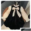 Clothing Sets Clothing Sets Girls Princess Veet Dresses Children Ceremonial Long Sleeves Fashion Baby Casual Wear 1 15Ys Vestidos Kids Dhuqw