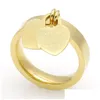 Anillos de boda 316L Titanio Acero Chapado en oro Anillo de amor para mujeres Diseñador Corazón Lujo Moissanite Diamond Channel Joyería Bijoux Me Dhvlg