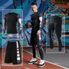 Herrspårar Mens Training Sportswear Set Gym Fitness Compression Tracksuit Suit Jogging Tight Sports Wear Clothes Dry Fit Lycra Leggings 231202