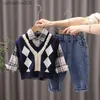 Ensembles de vêtements OLEKID 2023 printemps automne 3 pièces bébé garçons vêtements ensemble pull Cardigan gilet à manches longues chemises jean pantalons garçons vêtements SetL231202