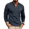 Felpe con cappuccio da uomo T-shirt a maniche lunghe da uomo Solid Autunno Henry Collar T-shirt da uomo casual Europa America Abbigliamento classico maschile Top