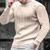 Männer Pullover Außenhandel Gestricktes Hemd Für Winter Jugend Stehkragen Verdickt Solide Gestreiften Pullover Basis Kleidung