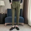 Men's Pants 2023 Spring And Autumn Fashion Simple Casual Business High Waist Rise Straight Fit Plush Handsome Suit