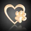 Silver Gold Color Love Heart Paw Lapel Pin Pet Paw Print Pet Loss and Pet Memorial Pins Jewelry Dog Cat Lover Gifts GC777