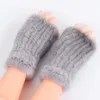 Gants sans doigts Gants pour femmes Gants sans doigts en fourrure de vison tricotée véritable Mitaines d'hiver Forte élasticité Mitaines en vraie fourrure pour dames temps froid 231201