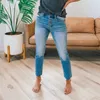 Jeans de mujer Botón recto azul Moda Vintage Casual Mujer Pantalones de mezclilla Jean Femme Cintura media Longitud completa Slim