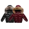 Manteau d'hiver doudoune pour fille vraie fourrure imperméable brillant épaissir chaud garçon vêtements de sortie d'hiver manteau 1-8 ans enfants Parka tenue 231202