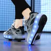 Zapatillas de deporte Kid Boys Girls Flashing Roller Skate Shoes USB Carga Niños Moda LED Light Up Shoes Ruedas luminosas Zapatillas de deporte para la calle 231201