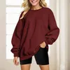 Damen-Kapuzenpullover, Damen-Pullover, übergroßes Sweatshirt, Herbst und Winter, lockeres Oberteil, einfarbig, tief angesetzte Schulter, Outdoor-All-Match-Pullover