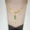 Pendanthalsband 2023 Summer Trend Korean Fashion Leaf Zircon Emerald Liten Cube Delicate Elegant Ladies Necklace Luxury Birthday Present