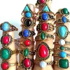 30 pièces ensemble mixte Turquoise femmes filles anneaux Cool anneaux Unique mode or Vintage rétro bijoux 187M