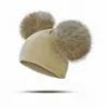 Chapéus Chapéus Inverno Quente Crianças Chapéu De Malha Criança Crianças Bebê Chapéu De Lã Knit Beanie Cap À Prova De Vento Grande Pompom Bebê Meninos Meninas Fur Pom Chapéu 231202