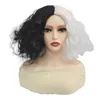 Verim Cosplay Wig Headgear Siyah ve Beyaz Cadı Kuira Wig Kız Kısa Kıvırcık Saç Başlık