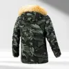 Jaquetas masculinas inverno com capuz de guarnição de pele camuflagem parkas homens caminhadas ao ar livre trekking casacos engrossar quente 231202