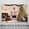 Décorations de Noël 1PC Holiday P o Fond Board Fleur Tenture murale Tissu Cheminée 231202