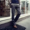 Garnitury męskie jesienne spodnie stylowe szczupłe spodnie biznesowe oddychające miękkie środkowe talia z kieszeniami guziki-zamykanie stałe