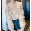 Frauen Blusen Shirts Elegante Sanfte Rundhals Langarm Blusas De Mujer Herbst Feste Koreanische Mode Bluse Frauen