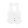 Kvinnors västar Traf Vest Linen Sleeveless Suit Coat For Women 2023 Autumn Korean Fashion Female Black White Top 231201