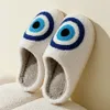 Chinelos Evil Eyes Azul Bordado Chinelos de Alta Qualidade Mulheres Homens Moda Padrão Sapatos Quentes Home Devils Houseshoes 231202