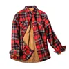 Women's Blouses Velvet Thick Warm Plaid Shirt Coat Female Long Sleeve Tops Winter Fleece Shirts Jacket Casual Ladies Clothes