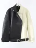 Женская кожаная куртка FTLZZ на весну и осень, уличная одежда, свободное пальто из искусственной кожи с лацканами, женская модная мотобайкерская искусственная мягкая куртка с поясом