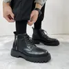 Stivali stile britannico moda uomo piattaforma cerniera laterale scarpe in pelle naturale vestito da ballo per feste stivaletti da cowboy cool short Botas uomo