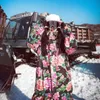 Pantalon de ski à bretelles pour femme, combinaison de Ski à grande fleur, planche simple, Double coupe-vent, imperméable et chaud, ensemble professionnel pour 231202