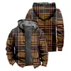 Giacche da uomo Cappotto spesso in velluto Giacca da uomo Inverno Addensato Caldo Camicia a quadri con cappuccio Moda Zip Up Felpe alla moda Foderato termico