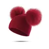 Chapéus Chapéus Inverno Quente Crianças Chapéu De Malha Criança Crianças Bebê Chapéu De Lã Knit Beanie Cap À Prova De Vento Grande Pompom Bebê Meninos Meninas Fur Pom Chapéu 231202