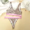 Bh-set Sexy luipaardprint bh-set lage taille strings en basic rekbare beha tank vrouwelijk ademend ondergoed tweedelig 231202