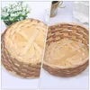 Conjuntos de louça 3 pcs cesta de tecido pão servindo armazenamento caixa de bambu mini bolsa recipiente frutas vime feito à mão