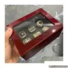 Solitaire Ring 6Pcs Chicago Basketball Team Champions Championship Set With Wooden Box Souvenir Men Women Boy Fan Brithday Gift 2023 Dh13J