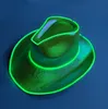 Cappelli da festa Led bianco illuminato Cowboy Neon Cappello da cowgirl Olografico Rave fluorescente con cavo antivento regolabile per costume di Halloween prop