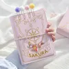 Blocos de notas Bonito Rosa Sakura Anime Loose-Leaf Diário Notebook Colorido Páginas Espiral 6 Buracos Binder Notebook Journals Planner Stationery Set 231202