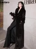 Женское пальто из искусственного меха Lautaro, осень-зима, длинное, плотное, теплое, норковое пальто, женское мягкое макси-пальто с шалевым воротником, элегантное пушистое пушистое пальто 2023 231201
