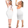 Casual Dresses Zoctuo Summer Dress Elegant Lady Outfits Solid Women's One Shoulder Wrap Chest Sexy Nightclub kjolar Slim BodyCon