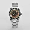 Wristwatches Mechanical Watch 39.5mm Stainless Steel Vintage Case Band Black Brown Sharp Toothed Fish Dial With NH35 Movement